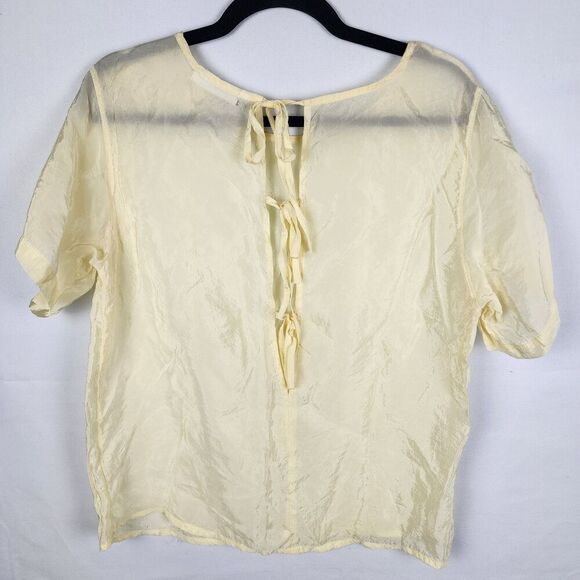Oak & Fort Sheer Yellow Tie Back Blouse Size Small Fairycore Coquette Spring - Picture 2 of 6